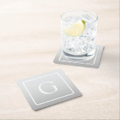 Dessous-de-verre Carré En Papier Monogramme de nom de famille avec un dégradé gris  (En situation)