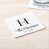 Dessous-de-verre Carré En Papier Monogramme de script moderne (Incliné)