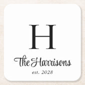 Dessous-de-verre Carré En Papier Monogramme de script moderne (Devant)
