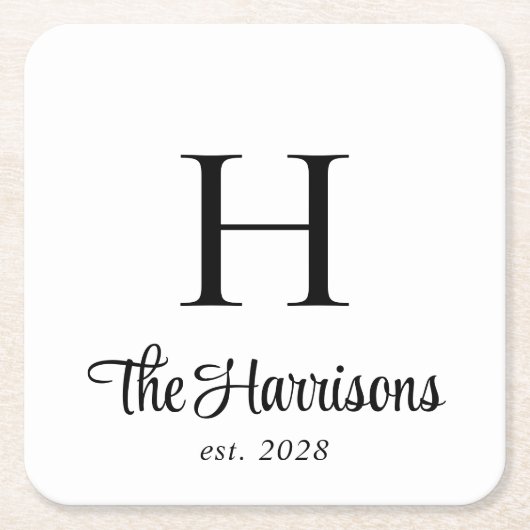 Dessous-de-verre Carré En Papier Monogramme de script moderne (Devant)