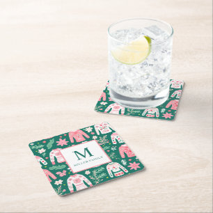 Dessous-de-verre Carré En Papier Monogramme de vacances coloré laide