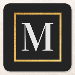 Dessous-de-verre Carré En Papier Monogramme d'or