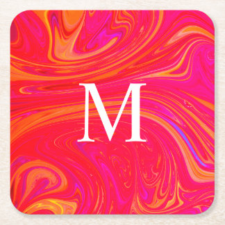 Dessous-de-verre Carré En Papier Monogramme initial coloré moderne