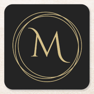 Dessous-de-verre Carré En Papier Monogramme initial en cercles