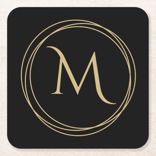 Dessous-de-verre Carré En Papier Monogramme initial en cercles (Devant)