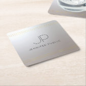 Dessous-de-verre Carré En Papier Monogramme initial en or Modèle tendance (Incliné)