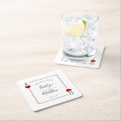 Dessous-de-verre Carré En Papier Monogramme Jeu Carte Mariage Enregistrer La Date (En situation)