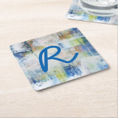 Dessous-de-verre Carré En Papier Monogramme | Laver blanc III (Incliné)