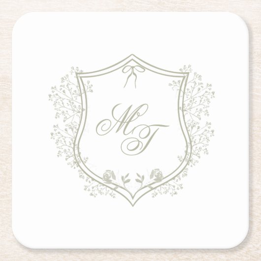 Dessous-de-verre Carré En Papier Monogramme mariage (Devant)