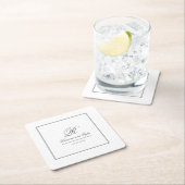 Dessous-de-verre Carré En Papier Monogramme Mariage classique simple (En situation)