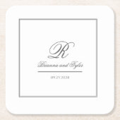 Dessous-de-verre Carré En Papier Monogramme Mariage classique simple (Devant)