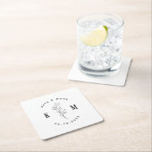 Dessous-de-verre Carré En Papier Monogramme Mariage de Bohême moderne (En situation)