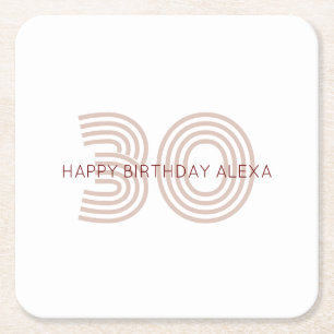 Dessous-de-verre Carré En Papier Monogramme moderne beige et vin