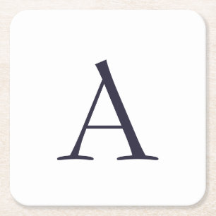 Dessous-de-verre Carré En Papier Monogramme moderne élégant bleu clair initial