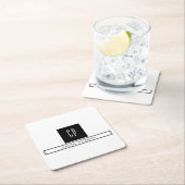 Dessous-de-verre Carré En Papier Monogramme moderne Professional Plain Nom simple (En situation)