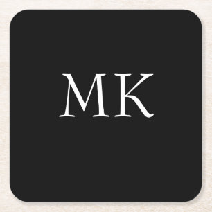 Dessous-de-verre Carré En Papier Monogramme noir blanc