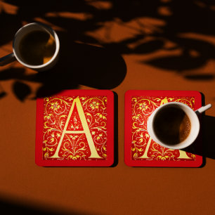 Dessous-de-verre Carré En Papier Monogramme ornemental antique - capital A