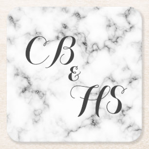 Dessous-de-verre Carré En Papier Monogramme ou initiales effet marbre