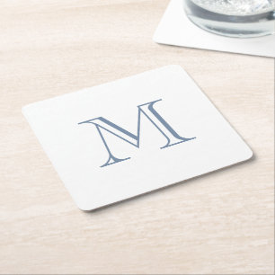 Dessous-de-verre Carré En Papier Monogramme simple de pervenche