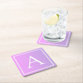 Dessous-de-verre Carré En Papier Monogramme simple | Ombre subtil rose/violet (En situation)