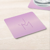 Dessous-de-verre Carré En Papier Monogramme superposé unique | Rose lavande doux (Incliné)