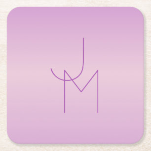 Dessous-de-verre Carré En Papier Monogramme superposé unique Rose lilas doux