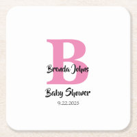 Monogrammes Baby shower rose blanc mignon simple