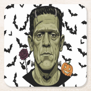 Dessous-de-verre Carré En Papier Monster Laughn Funny Éffrayant Frankenstein Energy