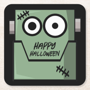Dessous-de-verre Carré En Papier Monstre de Frankenstein de dessin animé Halloween