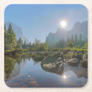 Dessous-de-verre Carré En Papier Montagnes El Capitan Yosemite Park, Californie