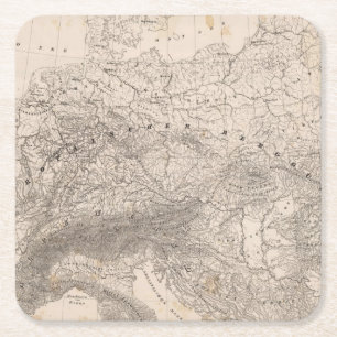 Dessous-de-verre Carré En Papier Montagnes et rivières de l'Europe