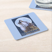 Dessous-de-verre Carré En Papier MontanaWolf hurlant (Incliné)