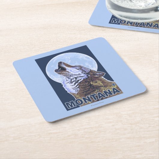 Dessous-de-verre Carré En Papier MontanaWolf hurlant (Incliné)