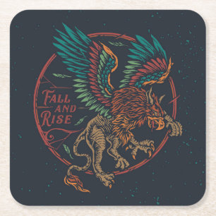 Dessous-de-verre Carré En Papier Montée et chute du griffon mythologique