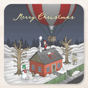 Dessous-de-verre Carré En Papier Montgolfière du Père Noël