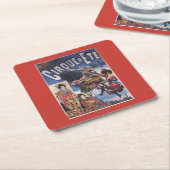 Dessous-de-verre Carré En Papier Montgolfière et affiche japonaise de dames (Incliné)