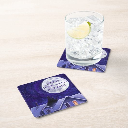 Dessous-de-verre Carré En Papier Montre Lune (En situation)