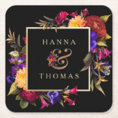 Dessous-de-verre Carré En Papier Moody foncé Automne Mariage Floral (Devant)