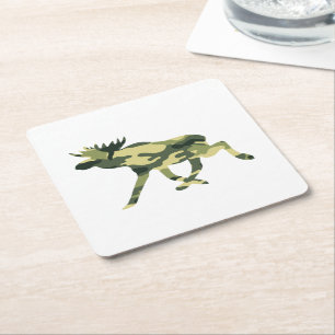Dessous-de-verre Carré En Papier Moose / Elk Woodland Camouflage / Camo
