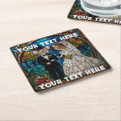 Dessous-de-verre Carré En Papier Mosaic Souris Mariage Couple Effet De Verre Tiré. (Incliné)