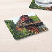 Dessous-de-verre Carré En Papier Moteur de train diesel classique (Incliné)