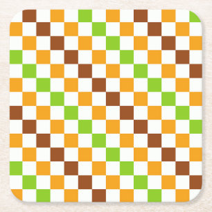 Dessous-de-verre Carré En Papier Motif à carreaux diagonaux de récolte