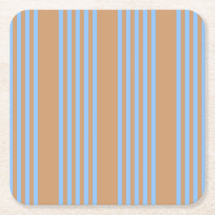 Dessous-de-verre Carré En Papier Motif à cinq bandes bleu et brun