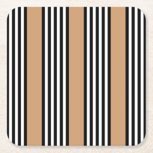 Dessous-de-verre Carré En Papier Motif à cinq bandes noir et blanc avec bronzage