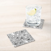 Dessous-de-verre Carré En Papier motif à main rose (En situation)