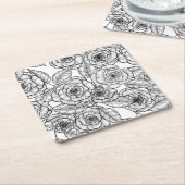 Dessous-de-verre Carré En Papier motif à main rose (Incliné)