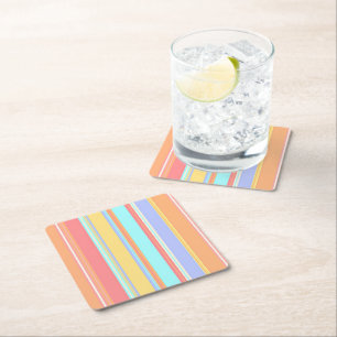 Dessous-de-verre Carré En Papier Motif à rayures pastel