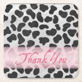 Dessous-de-verre Carré En Papier Motif à taches dalmate Merci rose (Devant)