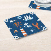 Dessous-de-verre Carré En Papier Motif à thème marin 1 (Incliné)