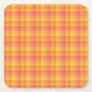 Dessous-de-verre Carré En Papier Motif abstrait damier rouge jaune